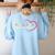 Multilingual Learner Teacher Heart Women's Sweatshirt Back Print Light Blue Multilingual Learner Teacher Heart Women's Sweatshirt Back Print Light Blue