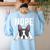 Nope Boston Terrier Puppy Dog Bostie Lover Men Women Girls Kids Women's Sweatshirt Back Print Light Blue
