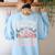 In October Pre-K Teachers Wear Pink Ribbon Breast Cancer Women's Sweatshirt Back Print Light Blue