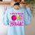 In October We Wear Pink Love Teacher Breast Cancer Awareness Women's Sweatshirt Back Print Light Blue