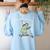 Off To Teach Preschool Pre-K Teacher Back To School Frog Women's Sweatshirt Back Print Light Blue