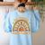 One Thankful Math Teacher Thanksgiving Autumn Fall Rainbow Women's Sweatshirt Back Print Light Blue