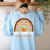 One Thankful Science Teacher Rainbow Boho Fall Thanksgiving Women's Sweatshirt Back Print Light Blue One Thankful Science Teacher Rainbow Boho Fall Thanksgiving Women's Sweatshirt Back Print Light Blue