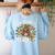 One Thankful Teacher Cute Thanksgiving Turkey School Women's Sweatshirt Back Print Light Blue One Thankful Teacher Cute Thanksgiving Turkey School Women's Sweatshirt Back Print Light Blue