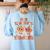 One Thankful Teacher Fall Leaves Thanksgiving Retro Women's Sweatshirt Back Print Light Blue One Thankful Teacher Fall Leaves Thanksgiving Retro Women's Sweatshirt Back Print Light Blue