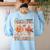 One Thankful Teacher Thanksgiving Groovy Fall Autumn Teacher Women's Sweatshirt Back Print Light Blue One Thankful Teacher Thanksgiving Groovy Fall Autumn Teacher Women's Sweatshirt Back Print Light Blue