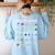 Outer Space Alphabet Kindergarten Teachers 1st Day Of School Women's Sweatshirt Back Print Light Blue
