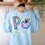 P Is For Pre-K Preschool Teacher Tie Dye Back To School Women's Sweatshirt Back Print Light Blue P Is For Pre-K Preschool Teacher Tie Dye Back To School Women's Sweatshirt Back Print Light Blue