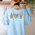 Peace Love Montessori Daycare Teacher Appreciation Women's Sweatshirt Back Print Light Blue