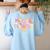 Physical Education Halloween Bow Checkered Teacher Ghost PE Women's Sweatshirt Back Print Light Blue Physical Education Halloween Bow Checkered Teacher Ghost PE Women's Sweatshirt Back Print Light Blue