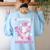 Pink Unicorn Spanish Teacher Regalos Para Bilingue Teacher Women's Sweatshirt Back Print Light Blue