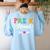 Pre-K Squad Teacher Student Kids Preschool Back To School Women's Sweatshirt Back Print Light Blue