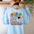 Pre-K Is Out Of This World Space Planets Teacher Women's Sweatshirt Back Print Light Blue
