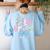 Preppy Fifth Grade Teacher Blue Floral Coquette Pencil Bow Women's Sweatshirt Back Print Light Blue Preppy Fifth Grade Teacher Blue Floral Coquette Pencil Bow Women's Sweatshirt Back Print Light Blue