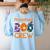 Preschool Boo Crew Preschool Halloween Teacher Kids Women's Sweatshirt Back Print Light Blue Preschool Boo Crew Preschool Halloween Teacher Kids Women's Sweatshirt Back Print Light Blue