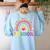 Preschool Rainbow Girls Boys Kids Teacher Back To School Women's Sweatshirt Back Print Light Blue Preschool Rainbow Girls Boys Kids Teacher Back To School Women's Sweatshirt Back Print Light Blue