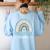 Preschool Teacher Leopard Boho Rainbow Back To School Women's Sweatshirt Back Print Light Blue Preschool Teacher Leopard Boho Rainbow Back To School Women's Sweatshirt Back Print Light Blue