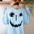 Pumpkin Artist Halloween Art Teacher Women's Sweatshirt Back Print Light Blue