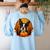 Pumpkin Boston Terrier Costume On Boston Terrier Halloween Women's Sweatshirt Back Print Light Blue