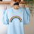 Rainbow Math Equation Teacher Nerd Retro LGBT Gay Pride Flag Women's Sweatshirt Back Print Light Blue