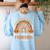 Rainbow I Teach The Cutest Pumpkins Kindergarten Teacher Men Women Women's Sweatshirt Back Print Light Blue