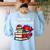 Reading Is My Super Power Superhero Best English Teacher Women's Sweatshirt Back Print Light Blue