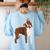 Red Boston Terrier Dog Women's Sweatshirt Back Print Light Blue