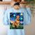 Red Heeler Starry Night Cattle Dog Colorful Art By Aja For Men Women Girls Kids Women's Sweatshirt Back Print Light Blue