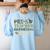Retro Back To School Women Old Camo Pre-K Teacher Women's Sweatshirt Back Print Light Blue