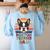 Retro Boston Terrier Dad Women's Sweatshirt Back Print Light Blue
