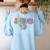 Retro Checkered Special Education Teacher Back To School Women's Sweatshirt Back Print Light Blue