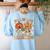 Retro Fall In Love With Learning Autumn Pumpkin Teacher Kids Women's Sweatshirt Back Print Light Blue Retro Fall In Love With Learning Autumn Pumpkin Teacher Kids Women's Sweatshirt Back Print Light Blue