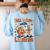 Retro Fall In Love With Learning Autumn Pumpkin Teacher Kids Women's Sweatshirt Back Print Light Blue