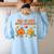 Retro Fall In Love With Learning Autumn Pumpkin Teacher Women's Sweatshirt Back Print Light Blue Retro Fall In Love With Learning Autumn Pumpkin Teacher Women's Sweatshirt Back Print Light Blue