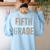 Retro Fifth Grade Dream Team Groovy Teacher Back To School Men Women Girls Kids Women's Sweatshirt Back Print Light Blue
