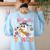 Retro Floral Ghost Trick Or Teach Groovy Teacher Halloween Women's Sweatshirt Back Print Light Blue Retro Floral Ghost Trick Or Teach Groovy Teacher Halloween Women's Sweatshirt Back Print Light Blue