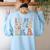 Retro Groovy In My Instructional Coach Era Teacher Women's Sweatshirt Back Print Light Blue