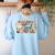 Retro Grovvy Coffee Teach Repeat Teacher Women's Sweatshirt Back Print Light Blue