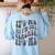 Retro IT'S ME Hi I'm The TEACHER Groovy Testing Squad Pink Women's Sweatshirt Back Print Light Blue