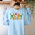 Retro Preschool Cute Dinosaur Preschool Teacher Kids Boys Women's Sweatshirt Back Print Light Blue