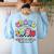 Retro Proud To Teach Multilingual Learners English Teacher Women's Sweatshirt Back Print Light Blue