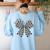 Retro Special Education Squad Coquette Bow SPED Teacher Women's Sweatshirt Back Print Light Blue