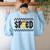 Retro SPED Teacher Pencil Lightning Bolt Back To School Women's Sweatshirt Back Print Light Blue