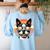 Retro Sunset Sunglasses Boston Terrier Boston Bull Bostie Women's Sweatshirt Back Print Light Blue