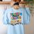 Retro Teaching Future Leaders Groovy Teacher Back To School Women's Sweatshirt Back Print Light Blue