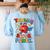 Retro Teaching Is My Superpower Apple Teacher Appreciation Women's Sweatshirt Back Print Light Blue