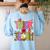 Retro Trick Or Teach Leopard Ghost Halloween Spooky Teacher Women's Sweatshirt Back Print Light Blue