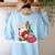 Santa Ugly Christmas Tree Lights Boston Terrier Dog Lover Women's Sweatshirt Back Print Light Blue