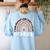 School Psych Teacher School Psychologist Leopard Rainbow Women's Sweatshirt Back Print Light Blue