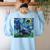Scottish Terrier Starry Night Scotty Dog Art By Aja Women's Sweatshirt Back Print Light Blue